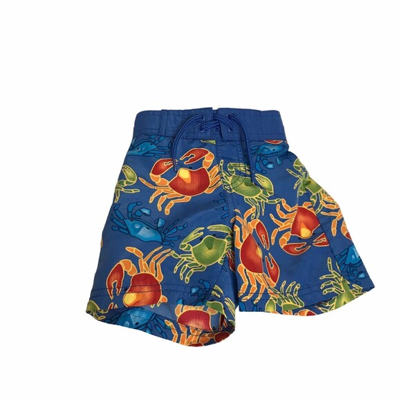Boys GYMBOREE Green Blue Multicolor‎ Crab Swim Shorts Trunks Size 3-6 Month - Picture 1 of 4